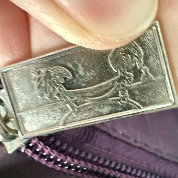 Sun and Sand Wicker Bag Purse Purple Accents‎ Zipper Closure Inside Pockets - Picture 6 of 12